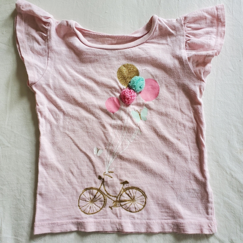 Carter's Light Pink Flutter Sleeve Embellished Tee Size 3T
